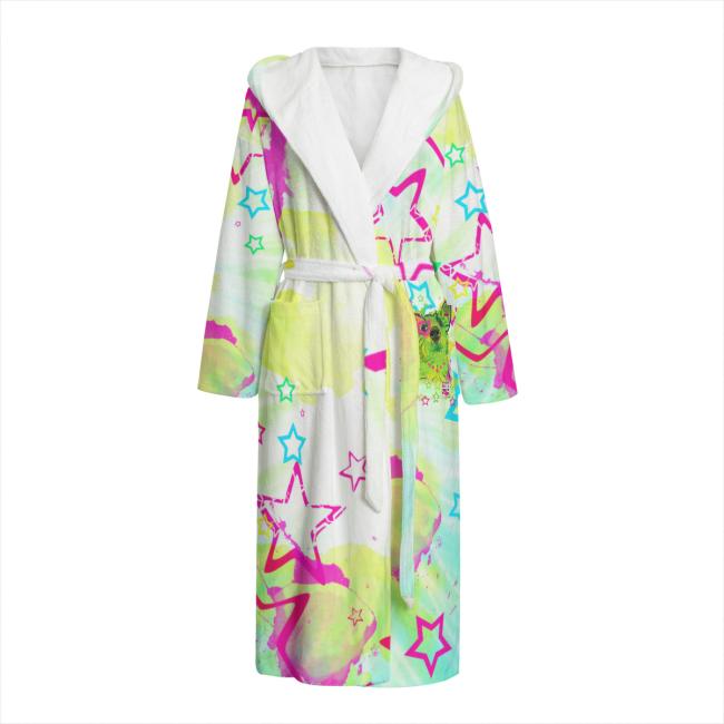 Bunter Bademantel Luna aus Flanell – flauschig & farbenfroh, Größen S–2XL